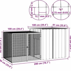 vidaXL Jaula de gallinas acero galvanizado 200x91x100 cm Gris Clearance