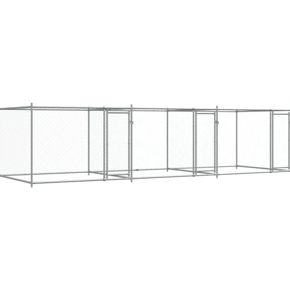 vidaXL Productos Para Mascotas-Jaula de perros con puertas acero galvanizado gris 6x2x1,5 m