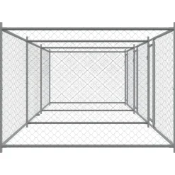 vidaXL Productos Para Mascotas-Jaula de perros con puertas acero galvanizado gris 6x2x1,5 m