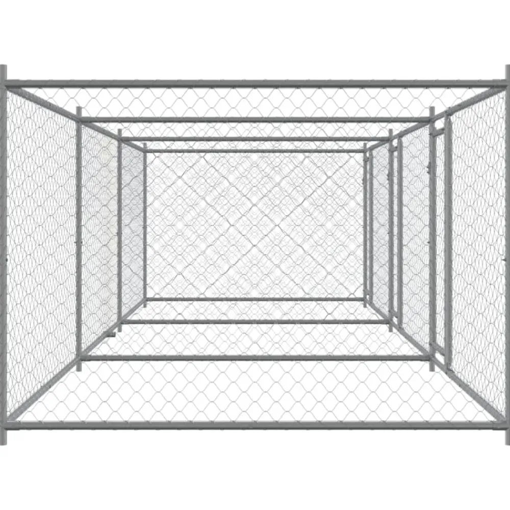 vidaXL Productos Para Mascotas-Jaula de perros con puertas acero galvanizado gris 6x2x1,5 m