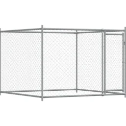 vidaXL Productos Para Mascotas-Jaula de perros con puertas acero galvanizado gris 6x2x1,5 m