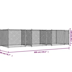 vidaXL Productos Para Mascotas-Jaula de perros con puertas acero galvanizado gris 6x2x1,5 m
