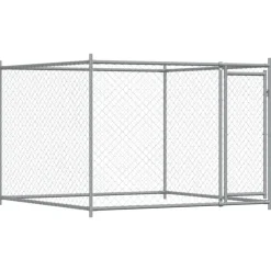 vidaXL Productos Para Mascotas-Jaula de perros con puertas acero galvanizado gris 12x2x1,5 m