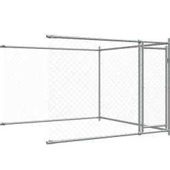 vidaXL Productos Para Mascotas-Jaula de perros con puertas acero galvanizado gris 12x2x1,5 m
