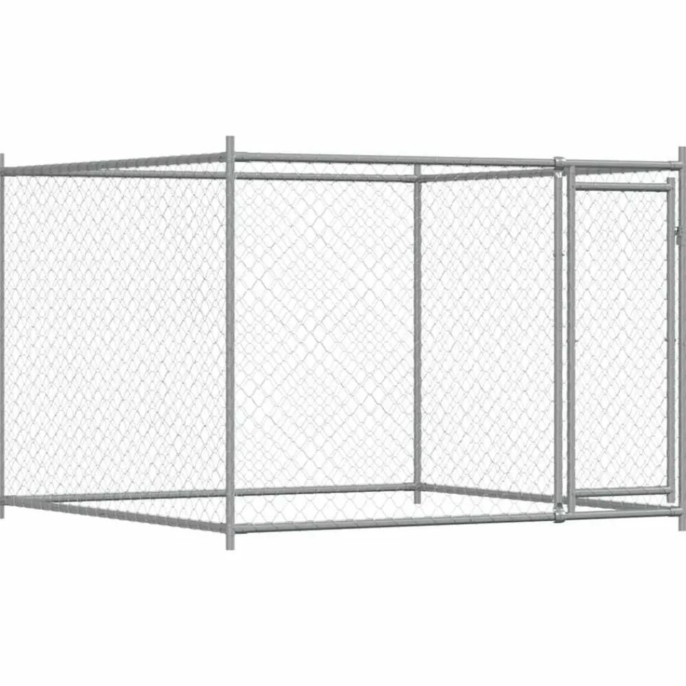 vidaXL Jaula de perros con puerta acero galvanizado gris 2x2x1,5 m Outlet