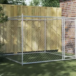vidaXL Jaula de perros con puerta acero galvanizado gris 2x2x1,5 m Outlet