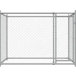 vidaXL Jaula de perros con puerta acero galvanizado gris 2x2x1,5 m Outlet
