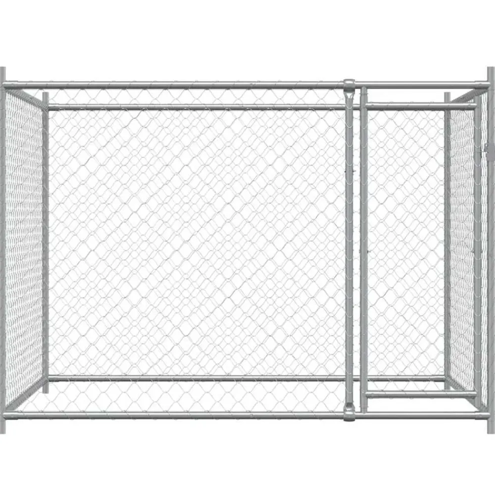 vidaXL Jaula de perros con puerta acero galvanizado gris 2x2x1,5 m Outlet