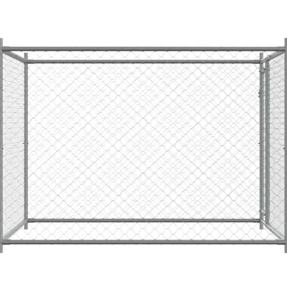vidaXL Jaula de perros con puerta acero galvanizado gris 2x2x1,5 m Outlet