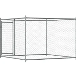vidaXL Jaula de perros con puerta acero galvanizado gris 2x2x1,5 m Outlet