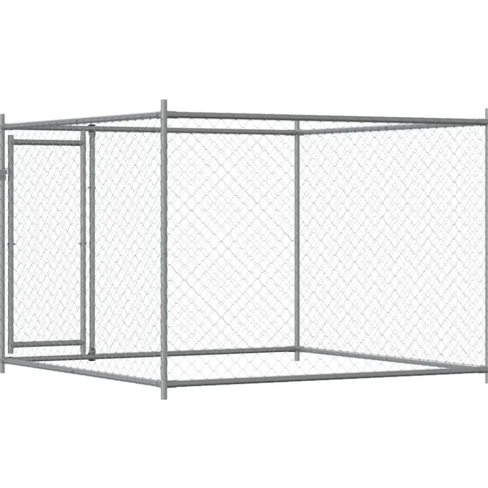 vidaXL Jaula de perros con puerta acero galvanizado gris 2x2x1,5 m Outlet