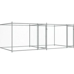 vidaXL Productos Para Mascotas-Jaula de perros con puertas acero galvanizado gris 4x2x1,5 m