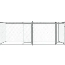 vidaXL Productos Para Mascotas-Jaula de perros con puertas acero galvanizado gris 4x2x1,5 m