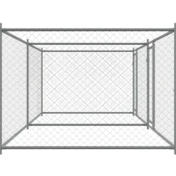 vidaXL Productos Para Mascotas-Jaula de perros con puertas acero galvanizado gris 4x2x1,5 m