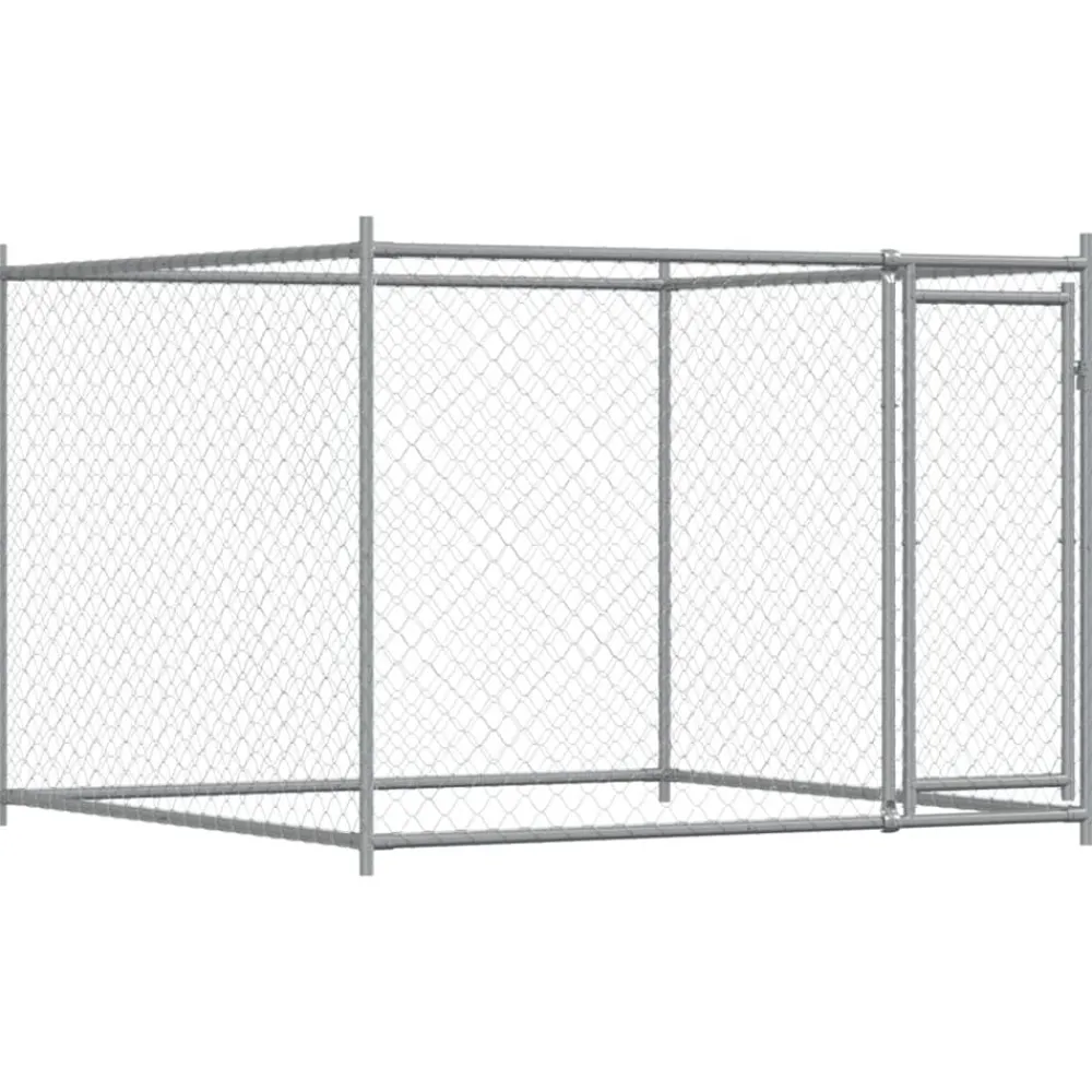 vidaXL Productos Para Mascotas-Jaula de perros con puertas acero galvanizado gris 4x2x1,5 m
