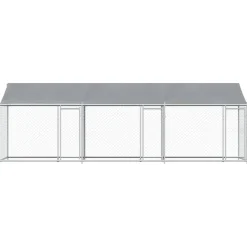vidaXL Productos Para Mascotas-Jaula de perros techo y puertas acero galvanizado gris 6x2x2 m