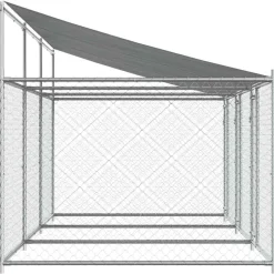 vidaXL Productos Para Mascotas-Jaula de perros techo y puertas acero galvanizado gris 6x2x2 m