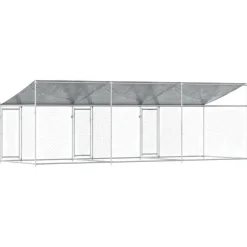 vidaXL Productos Para Mascotas-Jaula de perros techo y puertas acero galvanizado gris 6x2x2 m