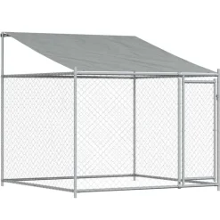 vidaXL Productos Para Mascotas-Jaula de perros techo y puertas acero galvanizado gris 6x2x2 m