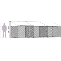 vidaXL Productos Para Mascotas-Jaula de perros techo y puertas acero galvanizado gris 6x2x2 m