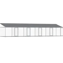 vidaXL Productos Para Mascotas-Jaula de perros techo y puertas acero galvanizado gris 10x2x2 m