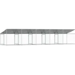 vidaXL Productos Para Mascotas-Jaula de perros techo y puertas acero galvanizado gris 10x2x2 m