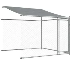 vidaXL Productos Para Mascotas-Jaula de perros techo y puertas acero galvanizado gris 10x2x2 m