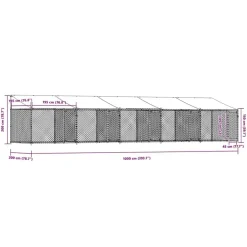 vidaXL Productos Para Mascotas-Jaula de perros techo y puertas acero galvanizado gris 10x2x2 m