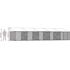 vidaXL Productos Para Mascotas-Jaula de perros techo y puertas acero galvanizado gris 10x2x2 m
