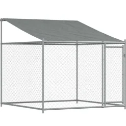 vidaXL Productos Para Mascotas-Jaula de perros techo y puerta acero galvanizado gris 2x2x2 m