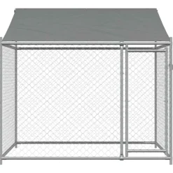 vidaXL Productos Para Mascotas-Jaula de perros techo y puerta acero galvanizado gris 2x2x2 m