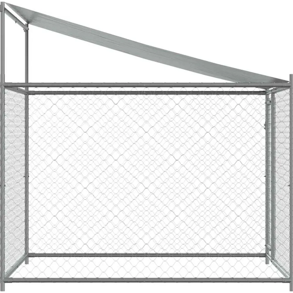 vidaXL Productos Para Mascotas-Jaula de perros techo y puerta acero galvanizado gris 2x2x2 m