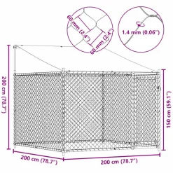 vidaXL Productos Para Mascotas-Jaula de perros techo y puerta acero galvanizado gris 2x2x2 m