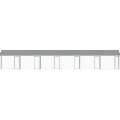 vidaXL Jaula de perros techo y puertas acero galvanizado gris 12x2x2 m Clearance