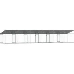 vidaXL Jaula de perros techo y puertas acero galvanizado gris 12x2x2 m Clearance