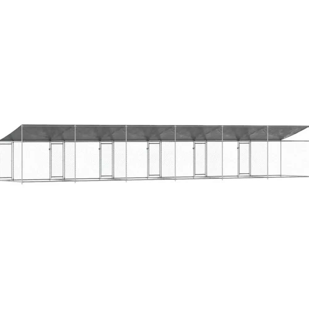 vidaXL Jaula de perros techo y puertas acero galvanizado gris 12x2x2 m Clearance