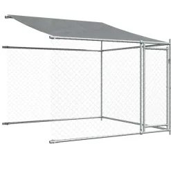 vidaXL Jaula de perros techo y puertas acero galvanizado gris 12x2x2 m Clearance