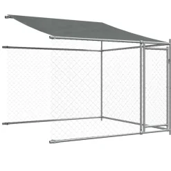 vidaXL Productos Para Mascotas-Jaula de perros techo y puertas acero galvanizado gris 4x2x2 m