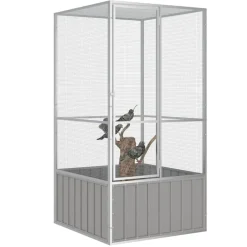 vidaXL Productos Para Mascotas-Jaula de pájaros acero galvanizado 111x107x211,5 cm