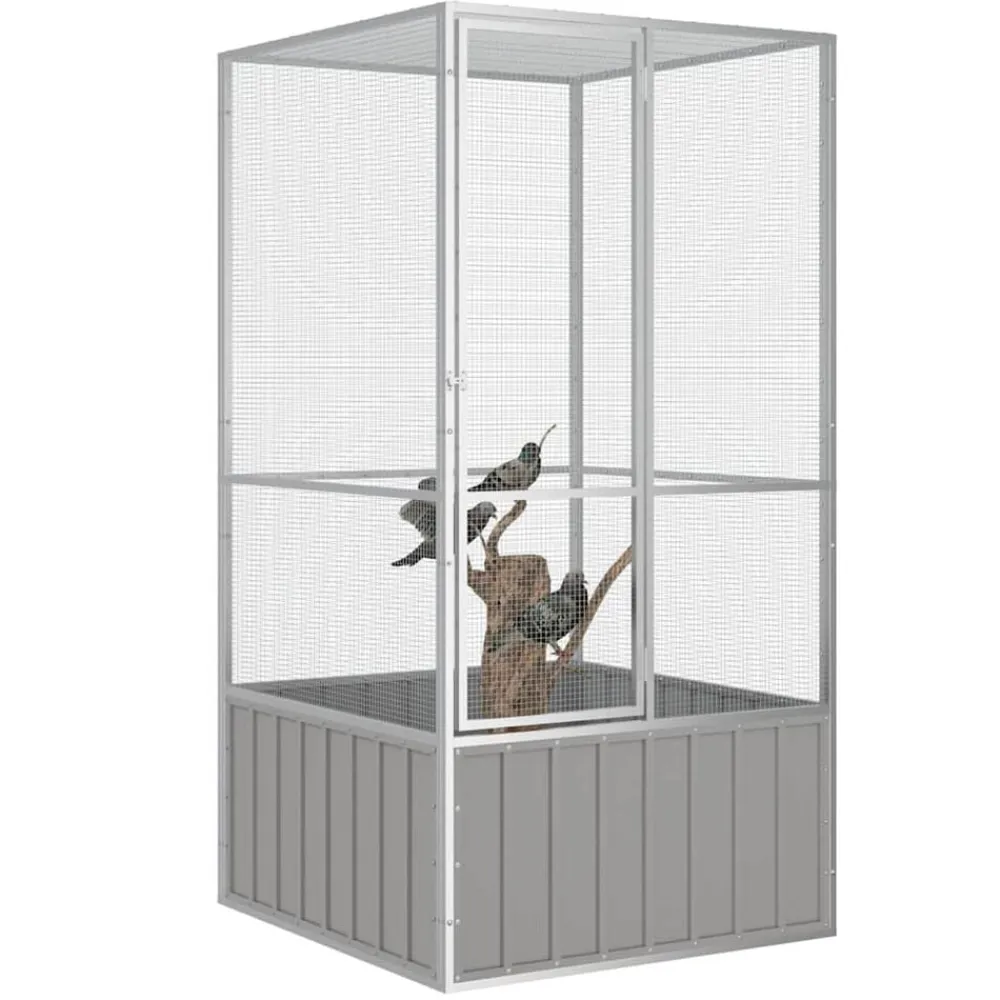 vidaXL Productos Para Mascotas-Jaula de pájaros acero galvanizado 111x107x211,5 cm