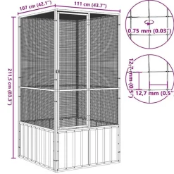 vidaXL Productos Para Mascotas-Jaula de pájaros acero galvanizado 111x107x211,5 cm