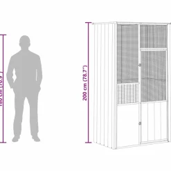 vidaXL Productos Para Mascotas-Jaula de pájaros acero galvanizado 115x78x200 cm