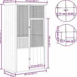 vidaXL Productos Para Mascotas-Jaula de pájaros acero galvanizado 115x78x200 cm