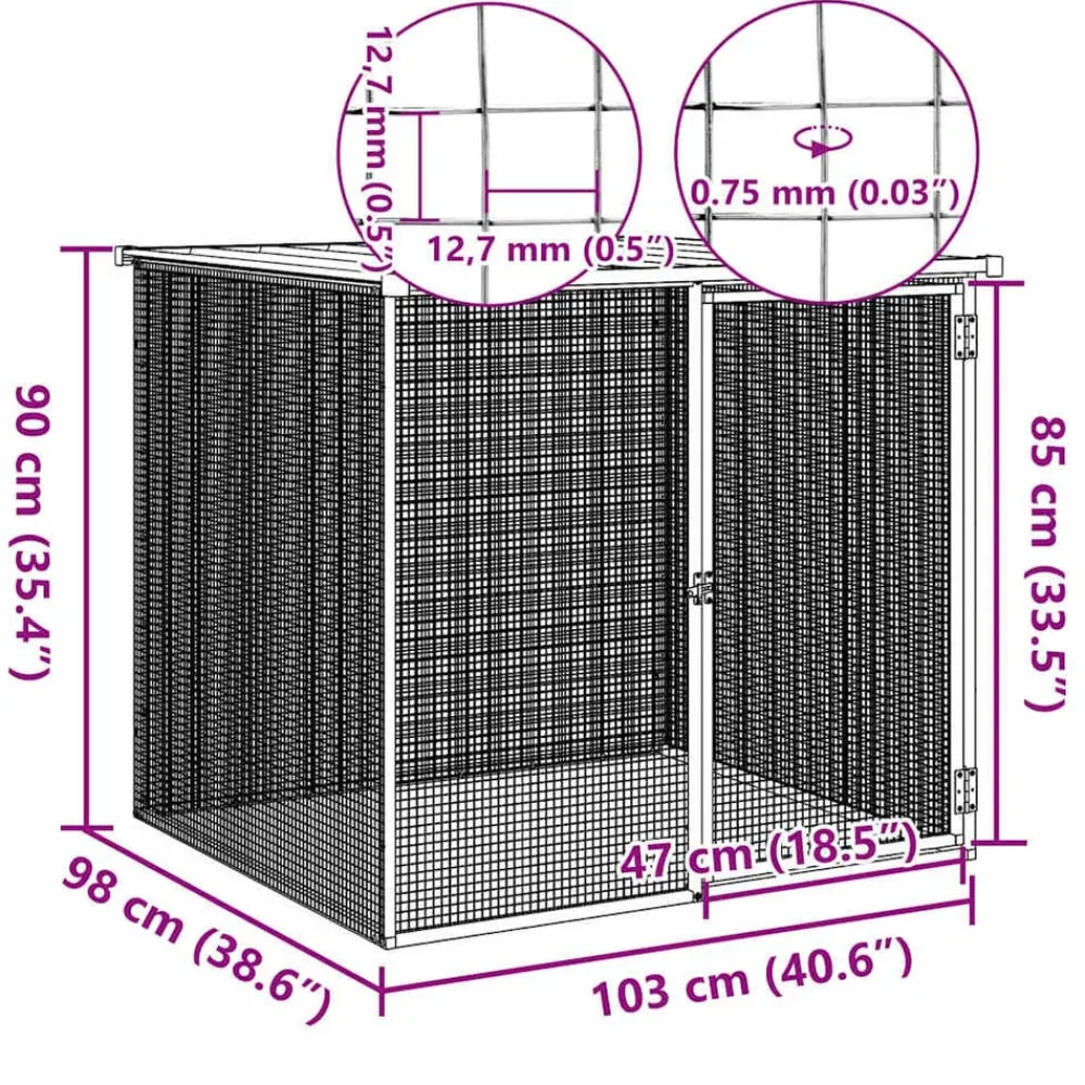 vidaXL Jaula gallinas y toldo acero galvanizado 103x98x90cm Gris claro Outlet