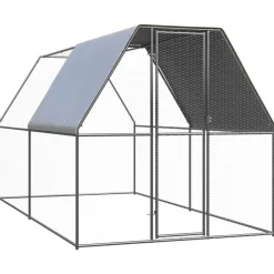 vidaXL Jaula gallinero de exterior de acero galvanizado 2x4x2 m Plateado y gris plateado Discount