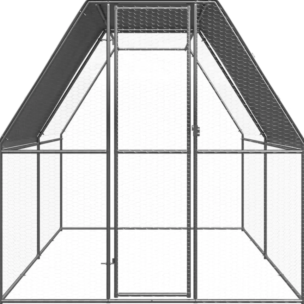 vidaXL Jaula gallinero de exterior de acero galvanizado 2x4x2 m Plateado y gris plateado Discount