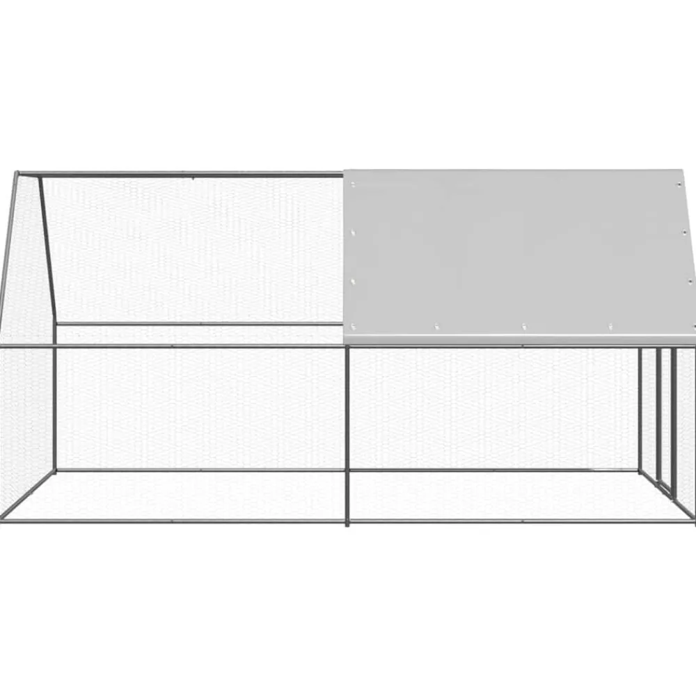 vidaXL Jaula gallinero de exterior de acero galvanizado 2x4x2 m Plateado y gris plateado Discount