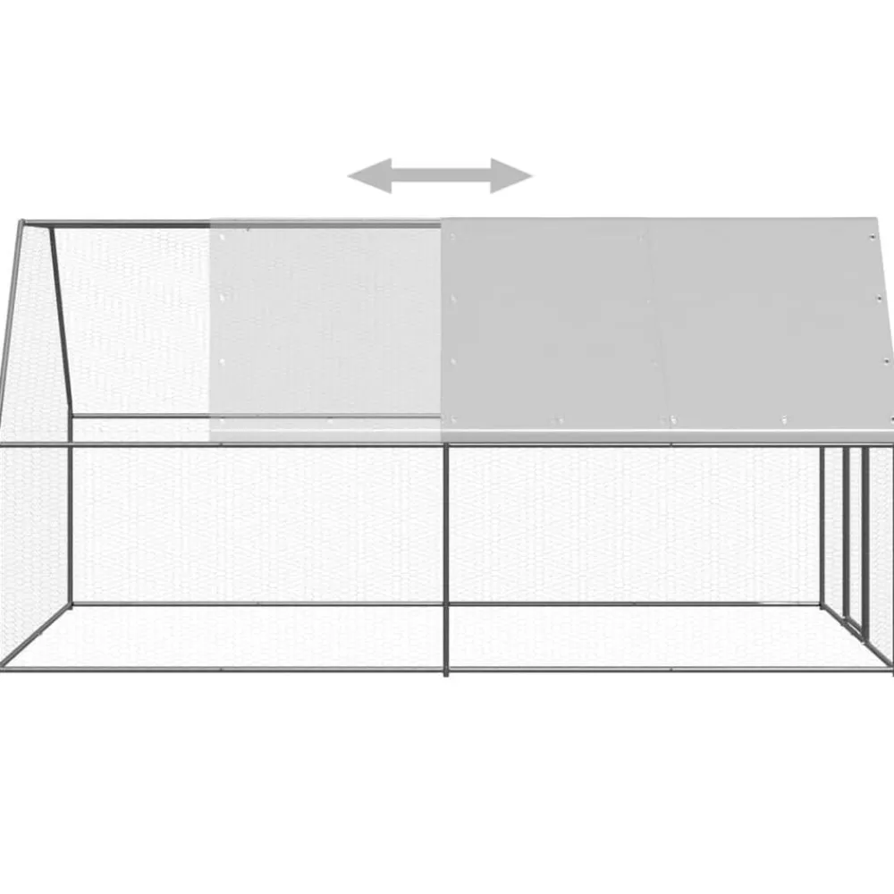 vidaXL Jaula gallinero de exterior de acero galvanizado 2x4x2 m Plateado y gris plateado Discount