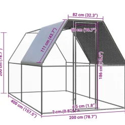 vidaXL Jaula gallinero de exterior de acero galvanizado 2x4x2 m Plateado y gris plateado Discount