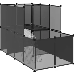 vidaXL Jaula para animales pequeños PP y acero 142x74x93 cm Negro